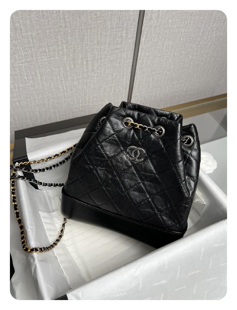 샤넬 가브리엘 카프스킨 블랙 빈티지 실버