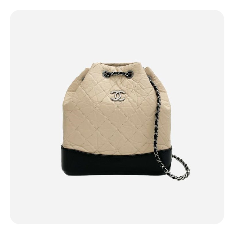 샤넬 가브리엘 카프스킨 스몰 베이지 빈티지 실버