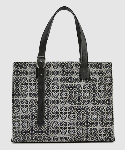 로에베 버클 호리즌탈 토트 백 - 카프스킨 & 애너그램 자카드
