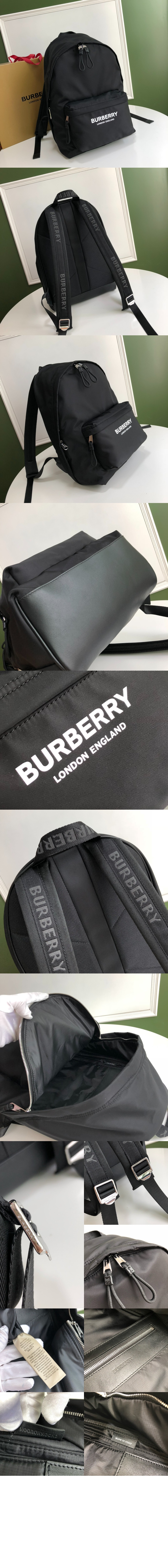 버버리 로고 프린트 나일론 백팩 80210841