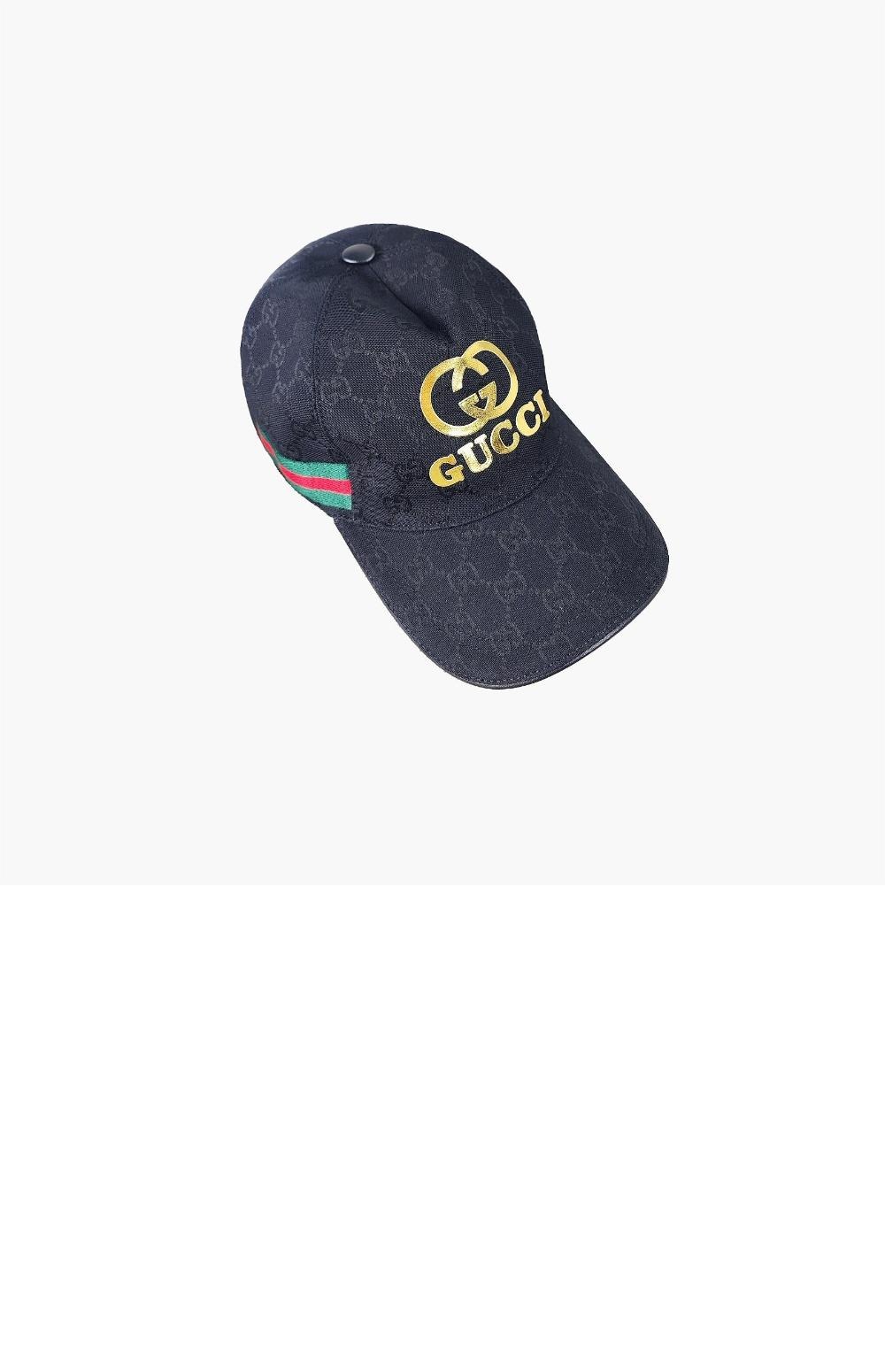 구찌 골드 로고 웨빙 베이스볼 캡 200035