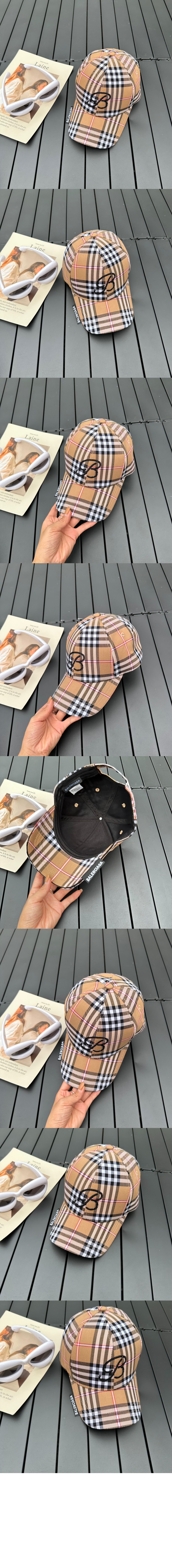 발렌시아가 빈티지 체크 베이스볼 캡 894117