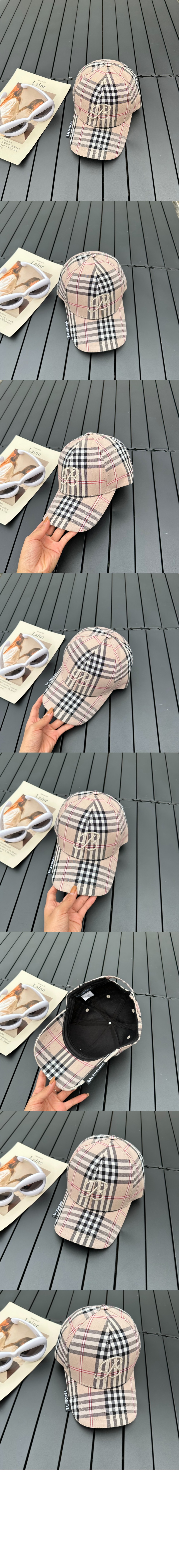 발렌시아가 빈티지 체크 베이스볼 캡 894117