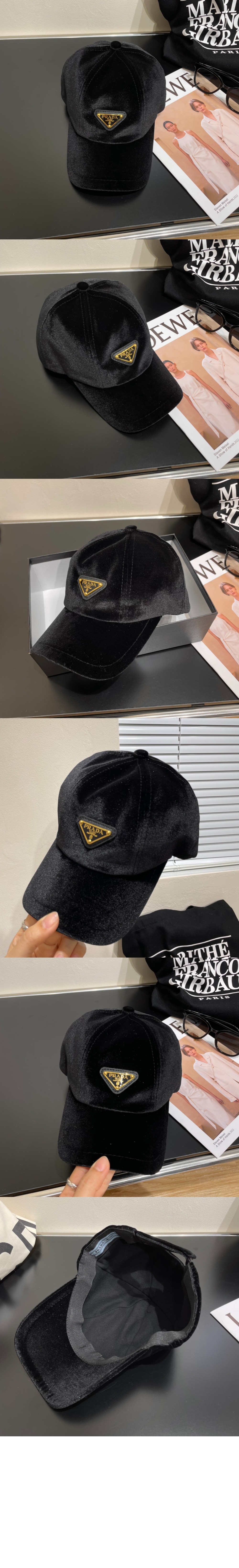 프라다 벨벳 베이스볼 캡 1HC336