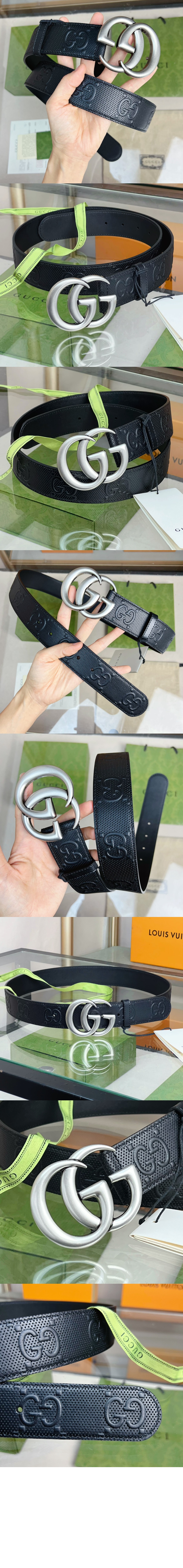 구찌 GG 마몽 엠보스 레더 벨트 406831