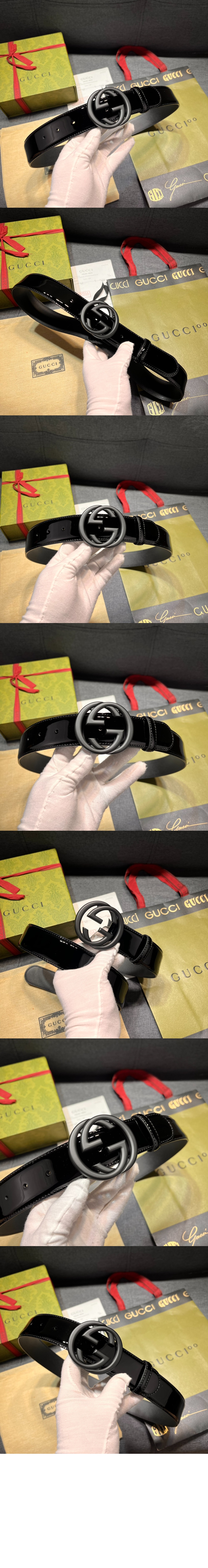 구찌 인터로킹 G 버클 와이드 벨트 763389