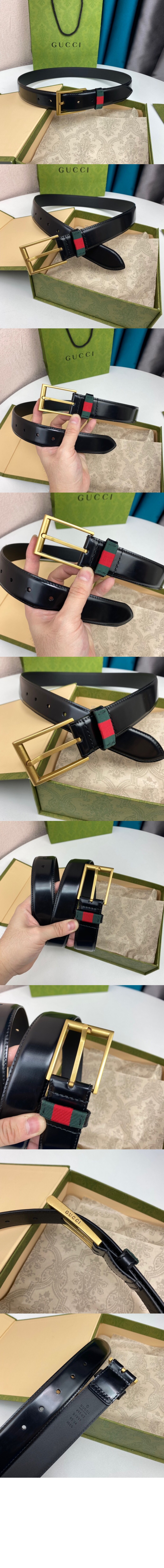 구찌 디테일의 레더 벨트 495125