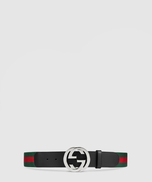 구찌 인터로킹 G 버클 웹 벨트 411924