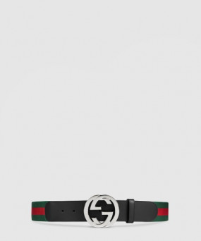 구찌 인터로킹 G 버클 웹 벨트 411924