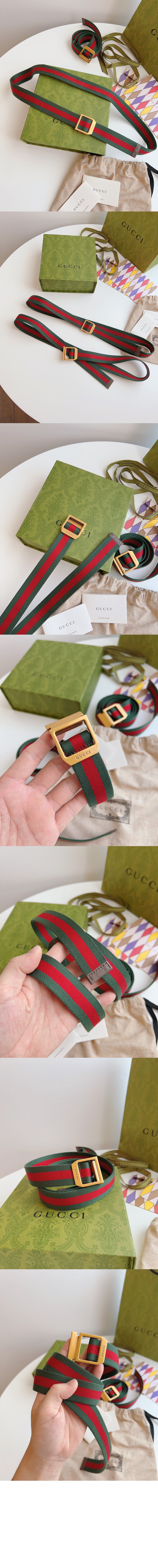 구찌 직사각형 버클 웹 벨트 700339