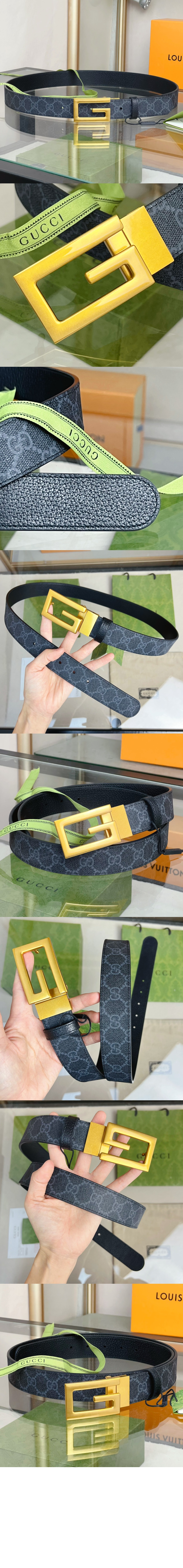 구찌 스퀘어 G 버클 리버서블 벨트 626974