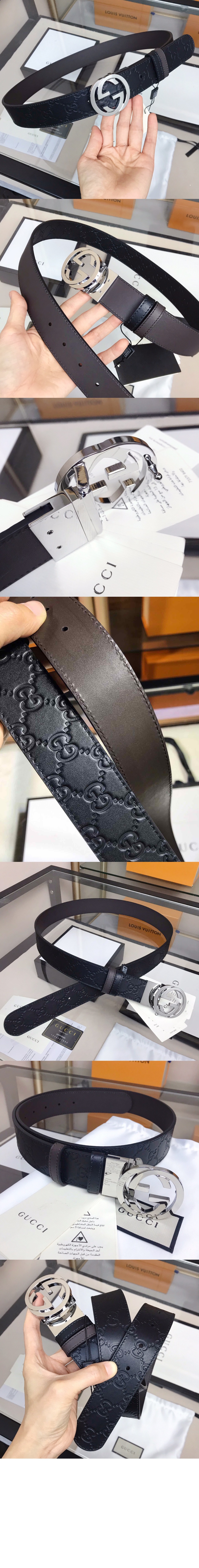 구찌 시그니처 레더 벨트 473030