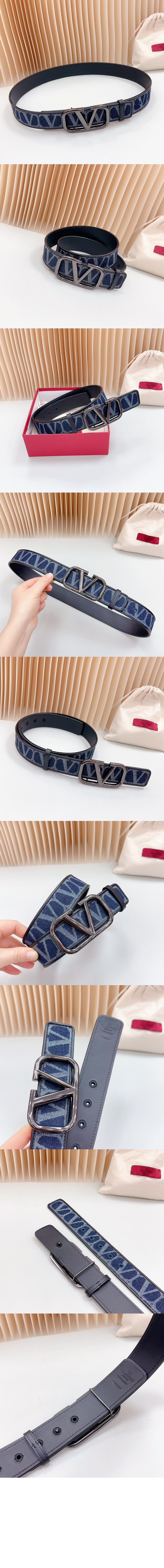 발렌티노 V 로고 벨트