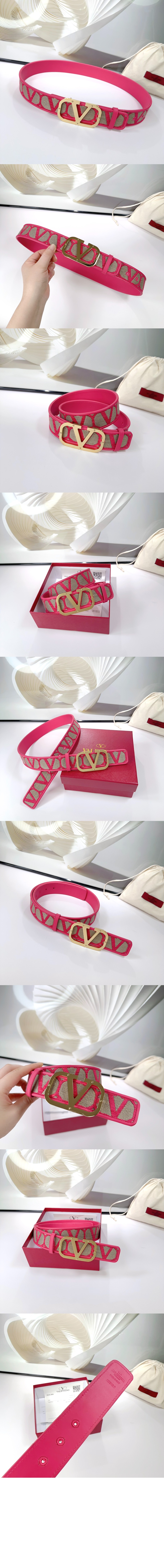 발렌티노 V 로고 벨트