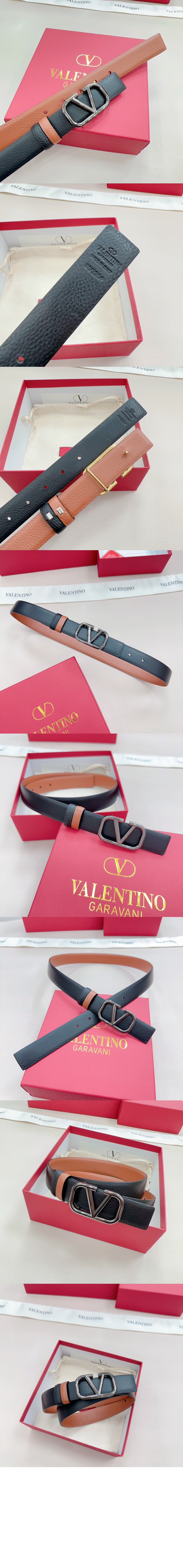 발렌티노 엘크프린팅 송아지 가죽 양면벨트