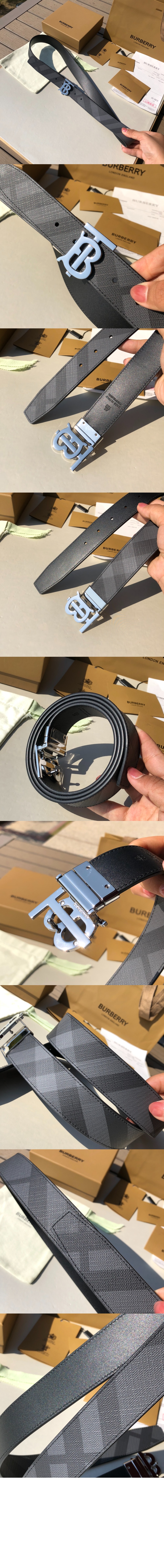 버버리 체크 레더 리버시블 TB 벨트 80653391