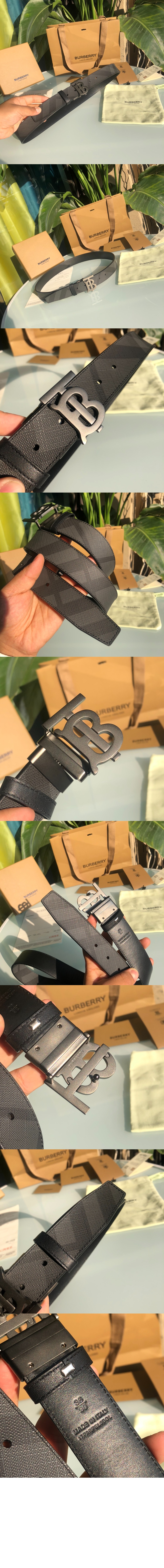 버버리 체크 레더 리버시블 TB 벨트 80653391