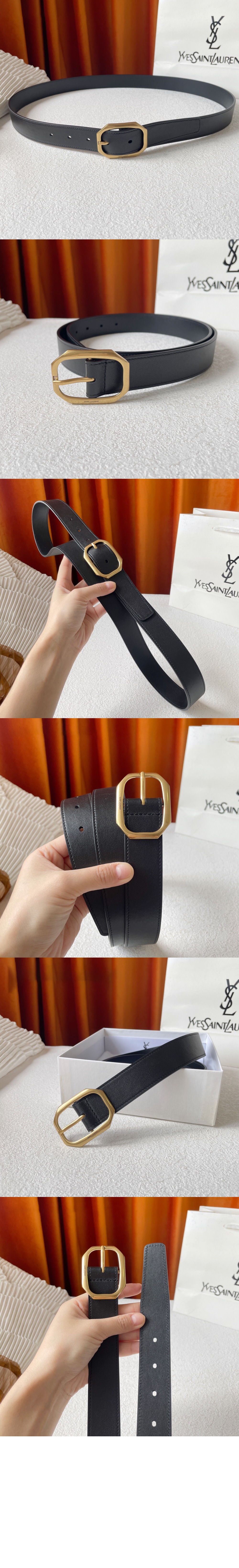 생로랑 가죽 팔각 벨트 669889