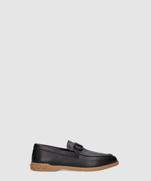 발렌티노 로고 가죽 로퍼