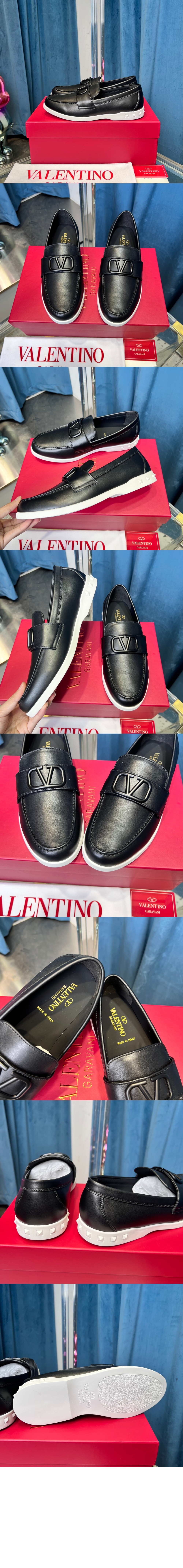 발렌티노 레저 플로우 송아지 가죽 로퍼