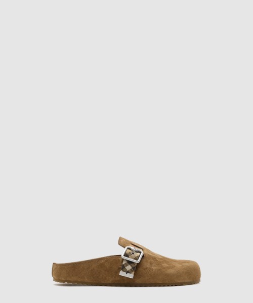 버버리 체크 스웨이드 어친 클로그 81133931