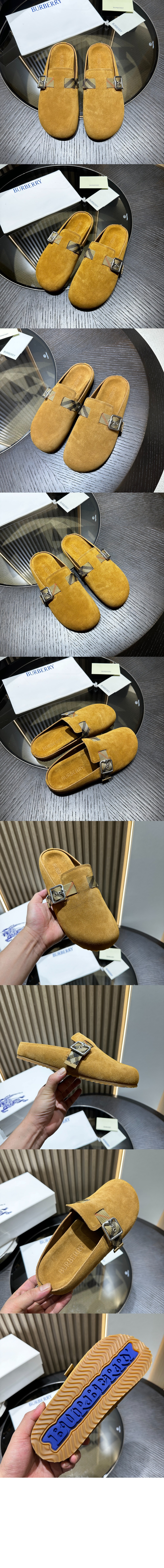 버버리 체크 스웨이드 어친 클로그 81133931