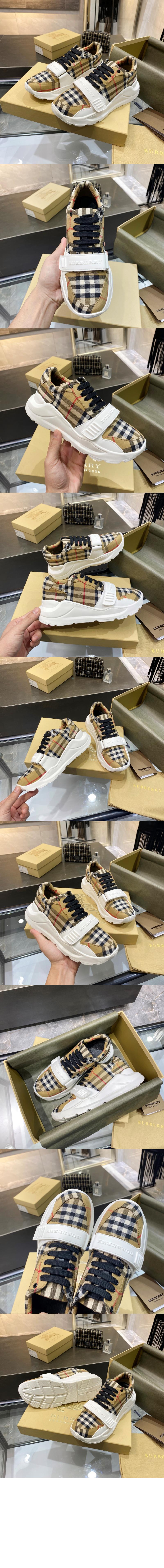 버버리 체크 레더 스니커즈 80505091