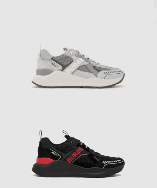 버버리 로고 프린트 스웨이드 메쉬 스니커즈 8057350