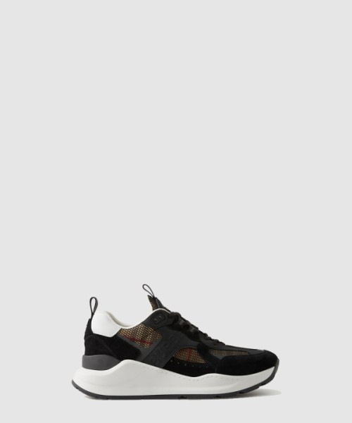 버버리 레더 스웨이드 체크 스니커즈 80668351