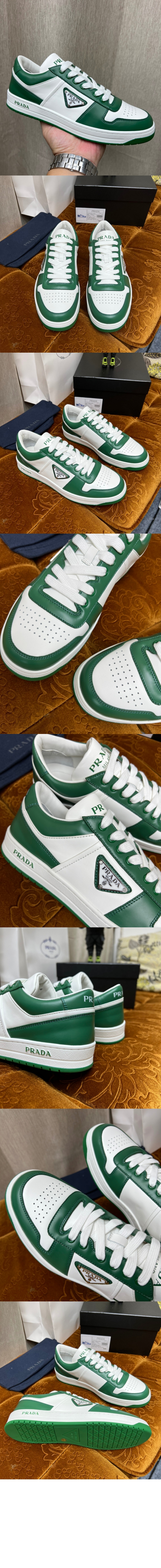 프라다 다운타운 퍼포레이트 가죽 스니커즈 1E792M