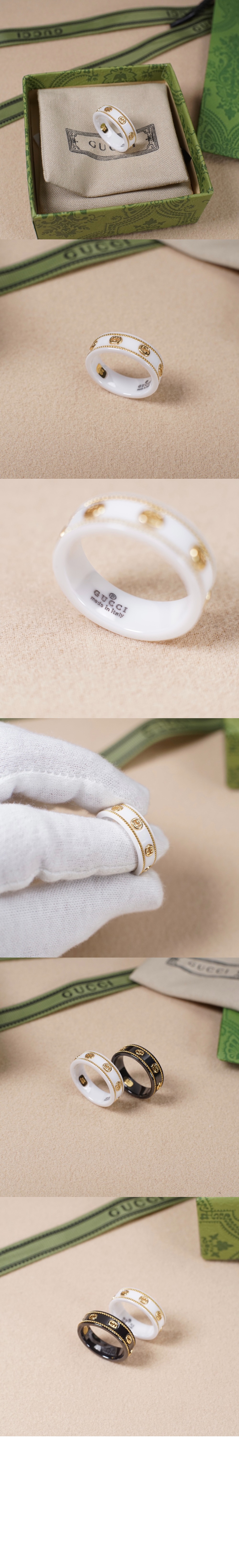 구찌 옐로우 골드 인터로킹 G 아이콘 반지 606826