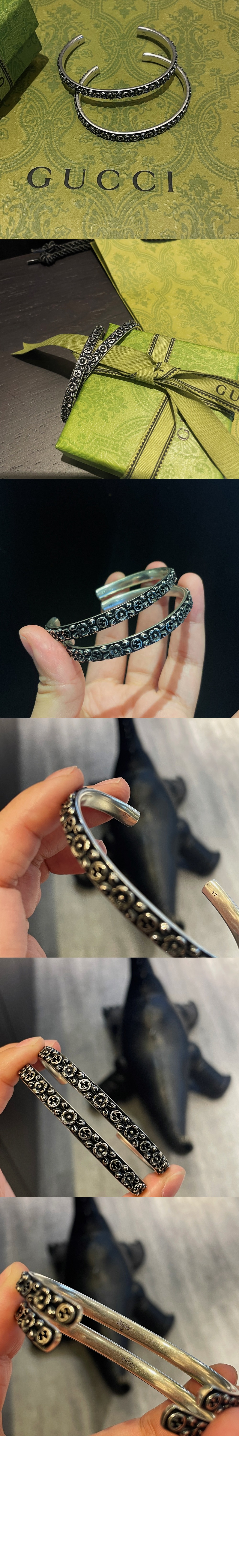 구찌 디테일의 실버 팔찌 728275