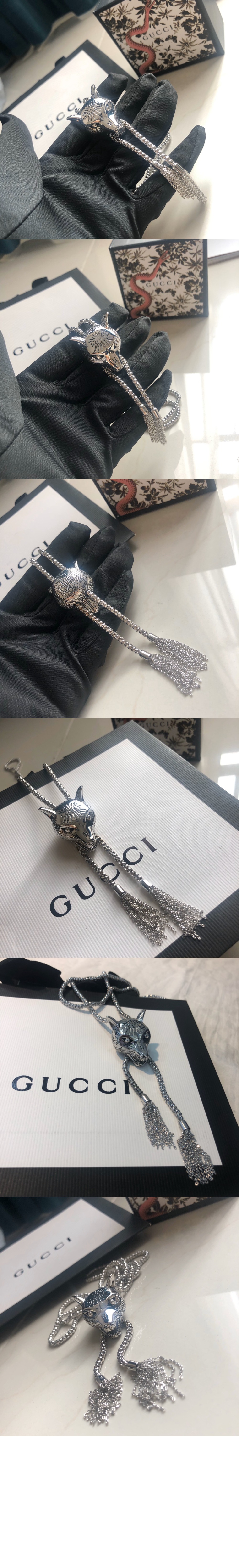 구찌 울프 헤드 실버 목걸이 512014