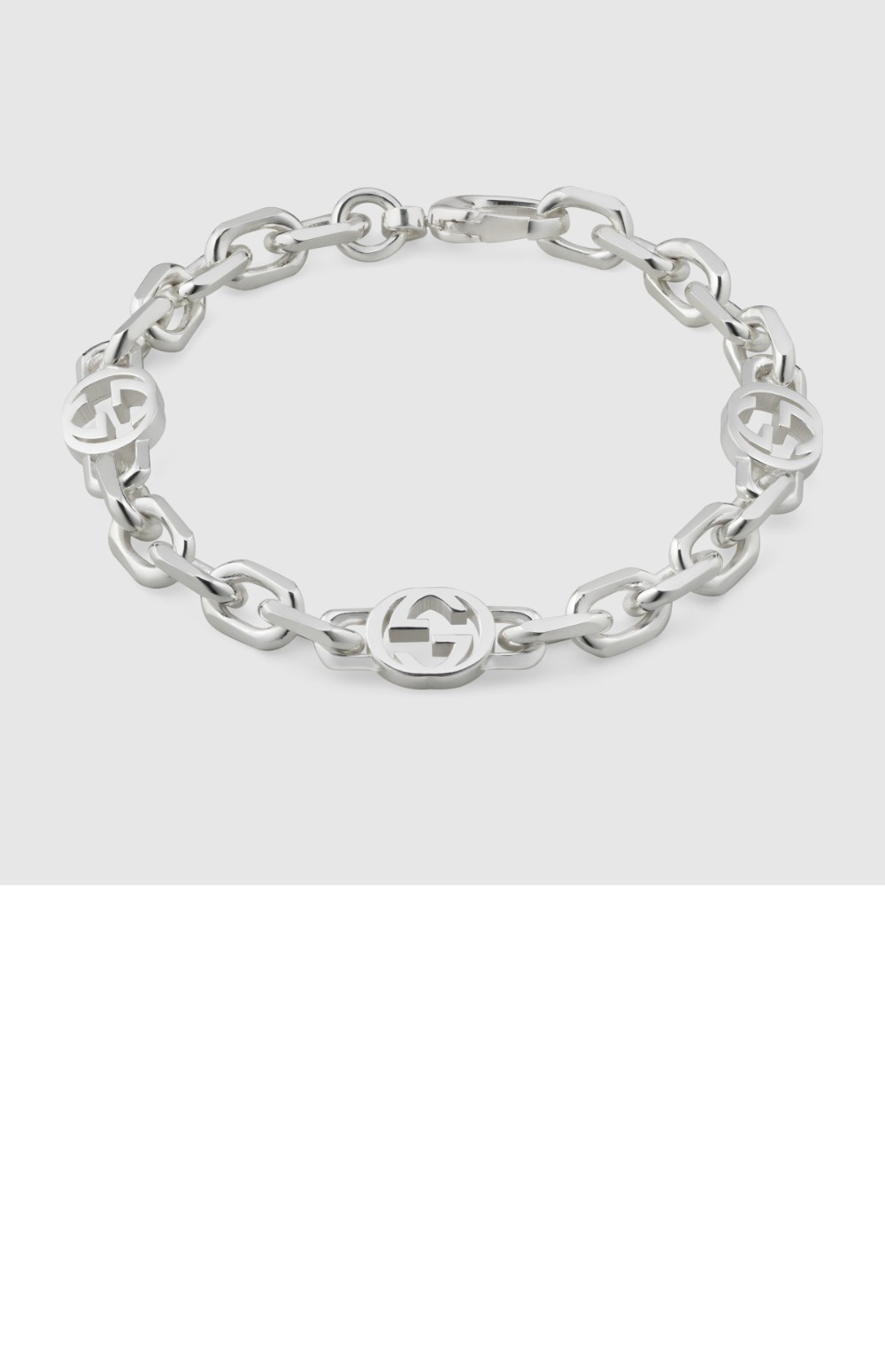구찌 인터로킹 G 디테일의 실버 팔찌 620798