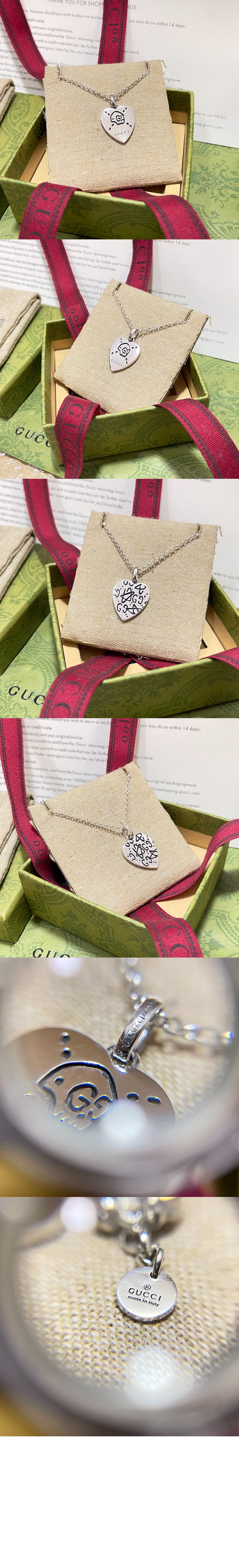 구찌 고스트 하트 목걸이 455540