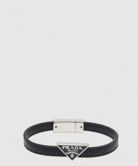 프라다 트라이앵글 로고 레더 브레이슬릿 2IB289