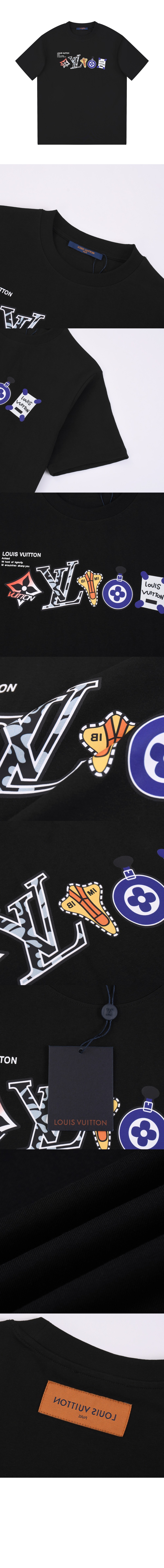 루이비통 로고 프린트 반팔