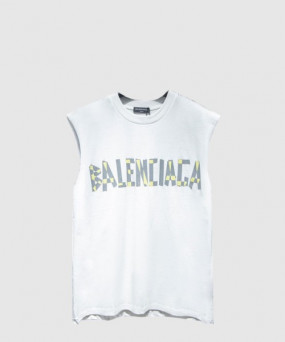 발렌시아가 민소매 프린트 크롭