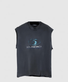 발렌시아가 민소매 프린트 크롭