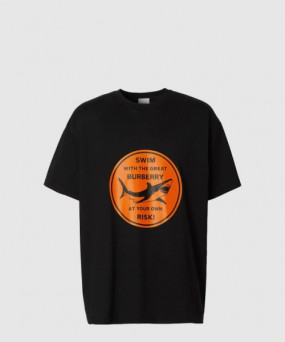 버버리 로고 코튼 티셔츠