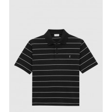 생로랑 스트라이프 피케 소재의 폴로 셔츠
