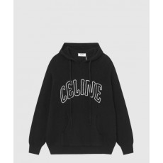 셀린느 후드 스웨터 리브드 울