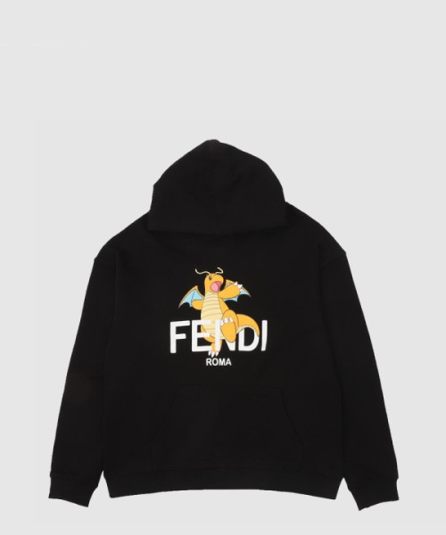 펜디 로고 프린트 코튼 후디