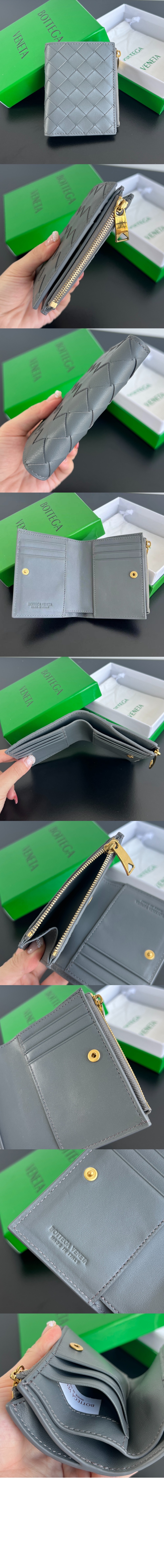 보테가베네타 스몰 인트레치아토 폴더형 지퍼 지갑 742330