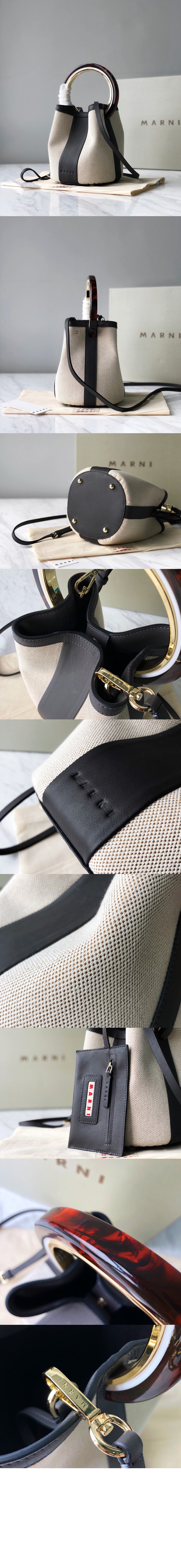 마르니 파니에 캔버스 토트백