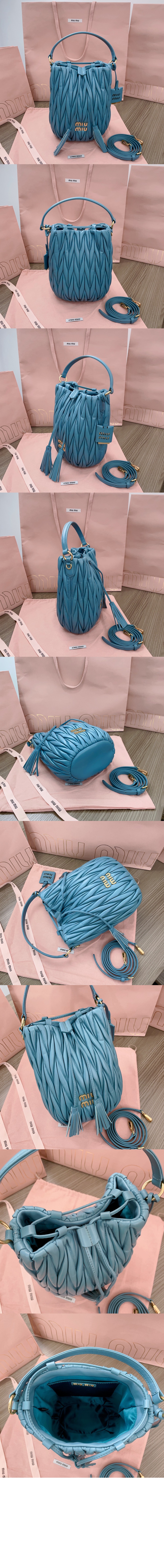 미우미우 마테라쎄 나파 가죽 버킷백 5BE084