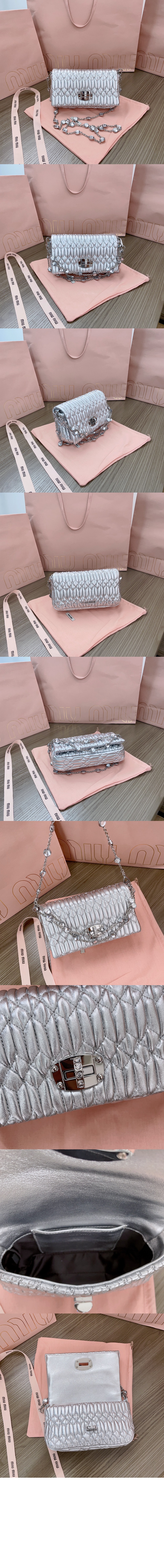 미우미우 미우 크리스털 나파 가죽 및 크리스털 미니백 5BP079