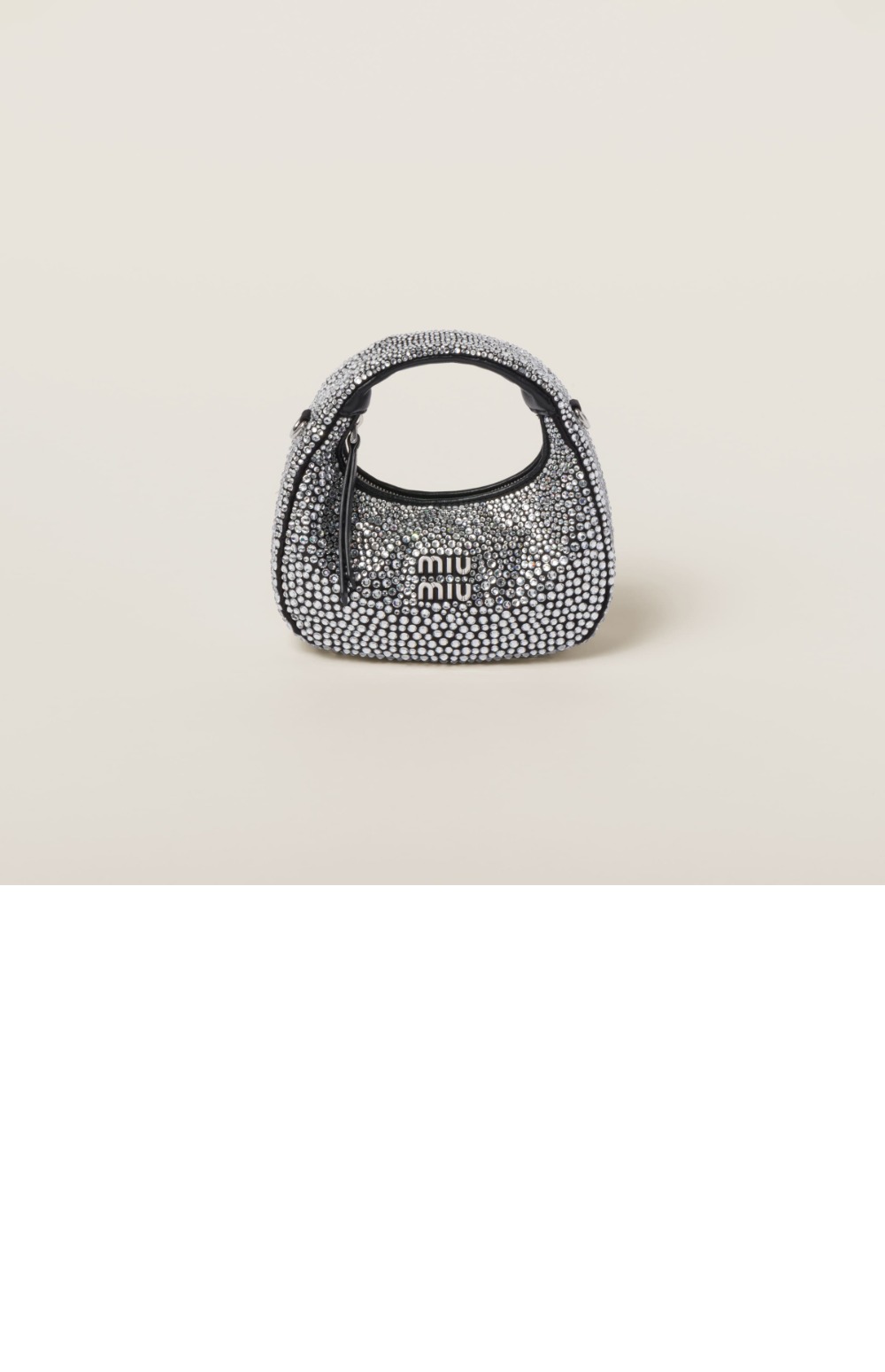 미우미우 완더 세틴 크리스털 미니 호보 백 5BP078