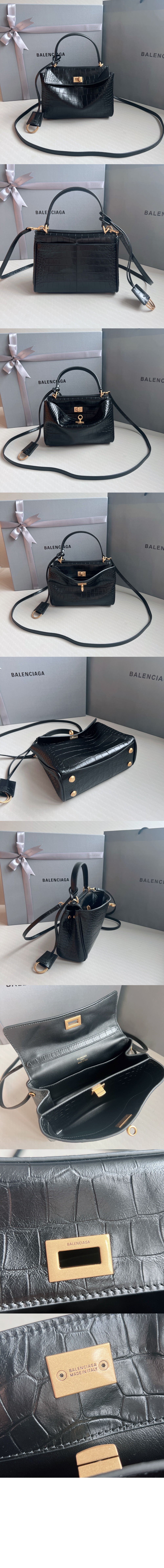 발렌시아가 로데오 미니 크로커다일 엠보싱 핸드백 795456