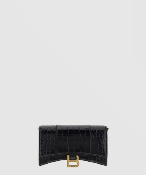 발렌시아가 아워글래스 크로커다일 엠보싱 월렛 온 체인 656050